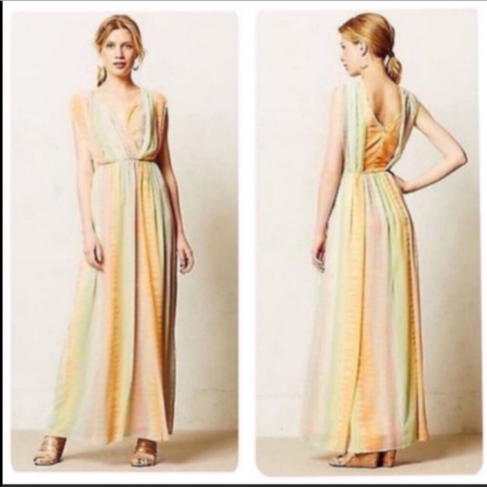 Anthropologie Lil Solen Pastel Tie Dye Rainbow Maxi Dress